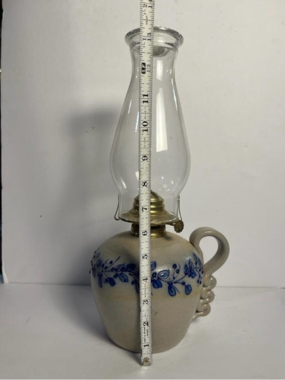Salmon Falls Pottery Blueberry Vine Stoneware Oil Lamp - Picture 2 of 8